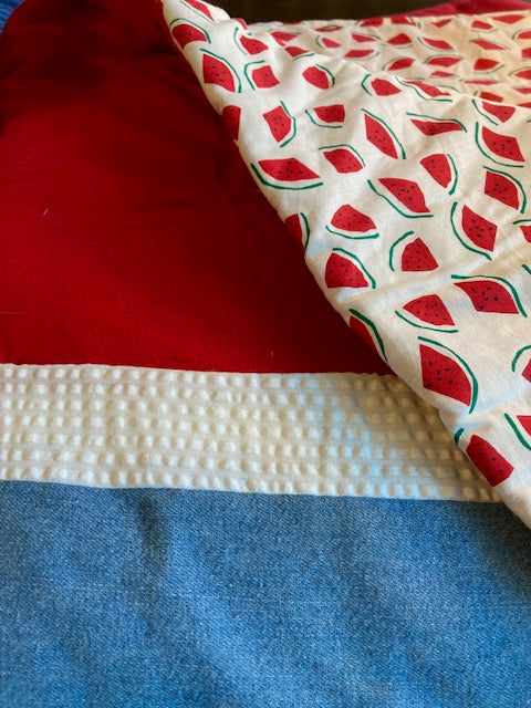 Watermelon pattern cotton blanket, handmade in America
