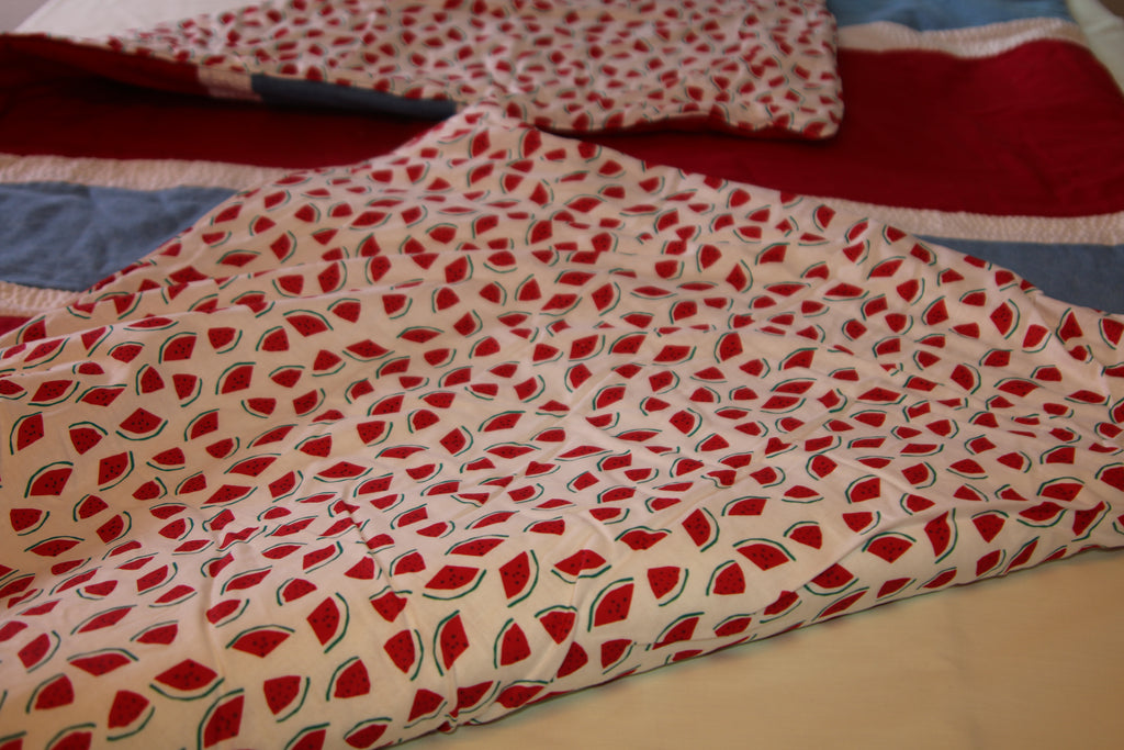 Watermelon pattern cotton blanket, handmade in America