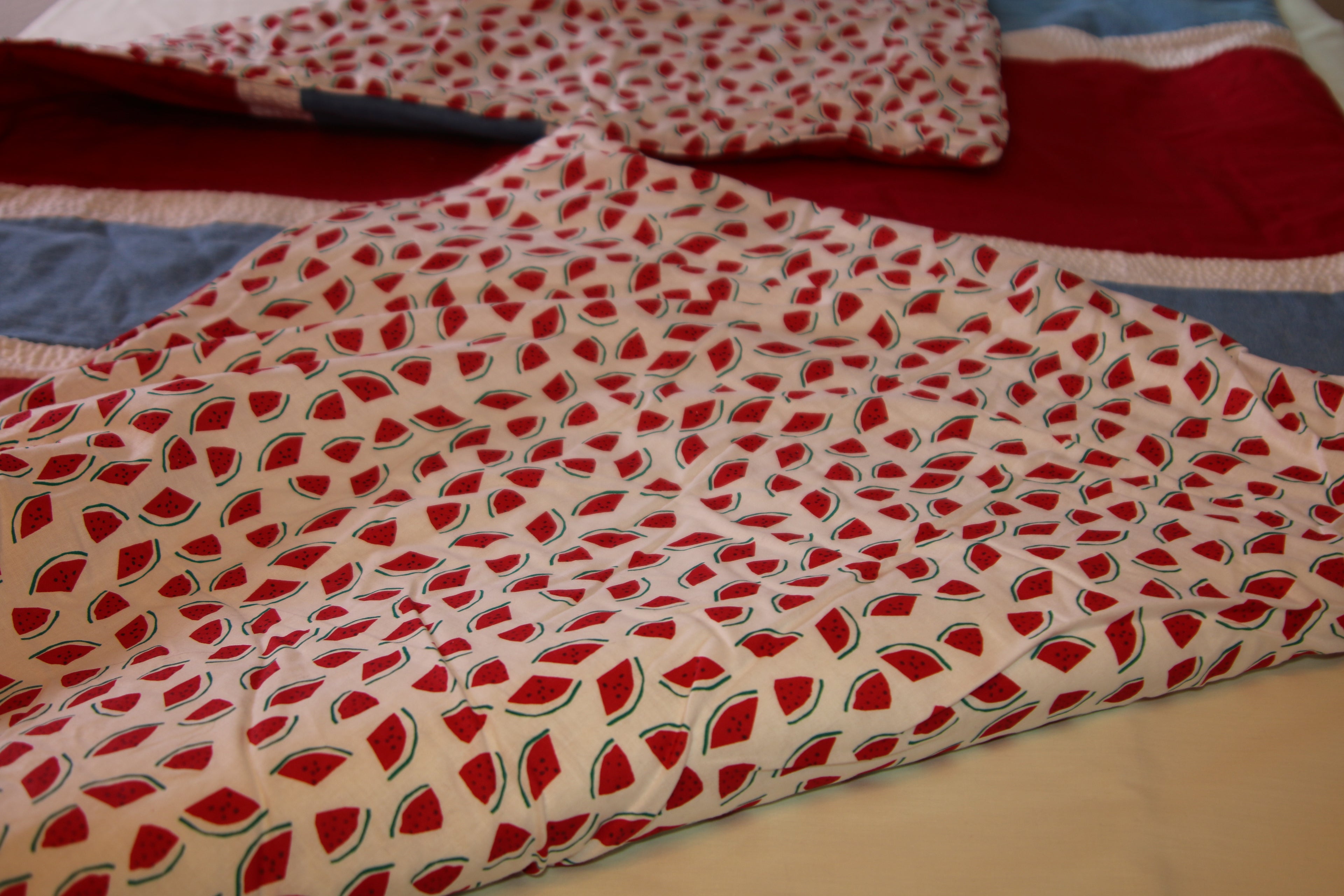 Watermelon pattern cotton blanket, handmade in America