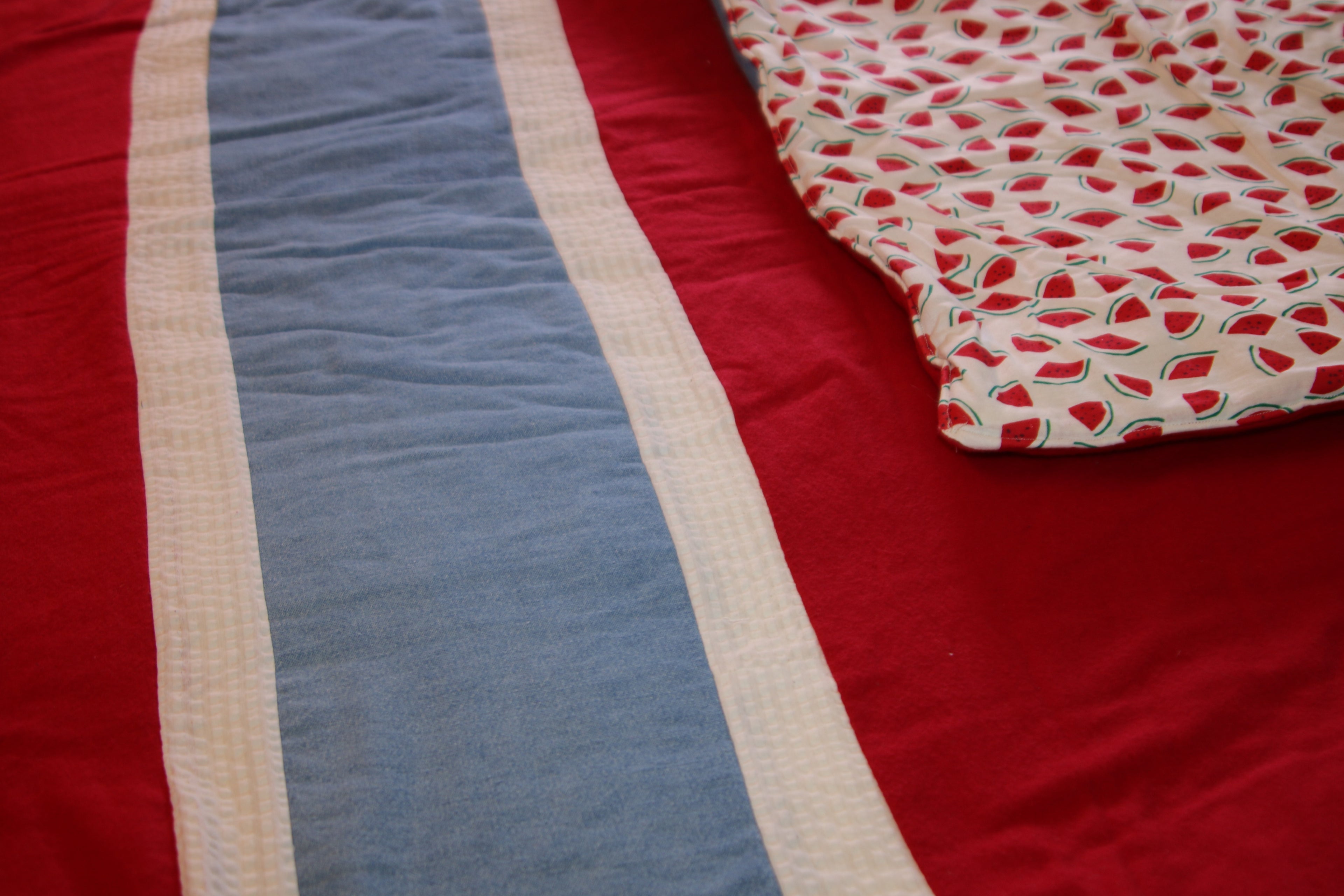 Watermelon pattern cotton blanket, handmade in America