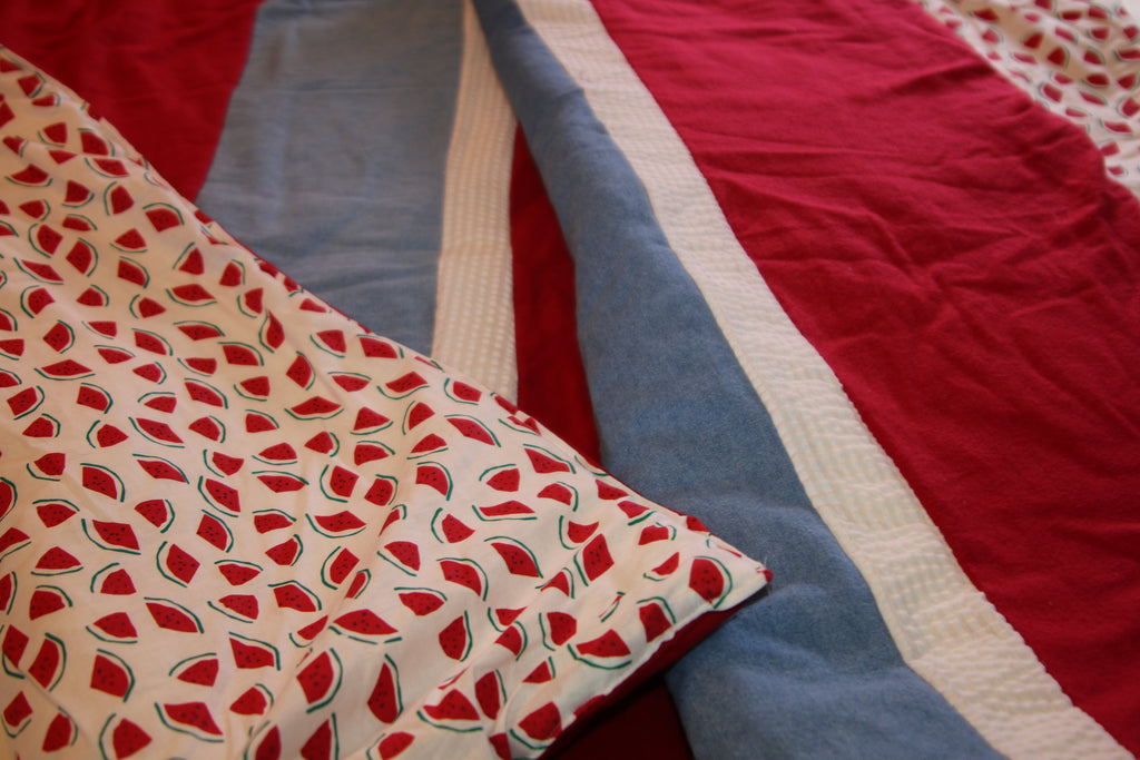 Watermelon pattern cotton blanket, handmade in America