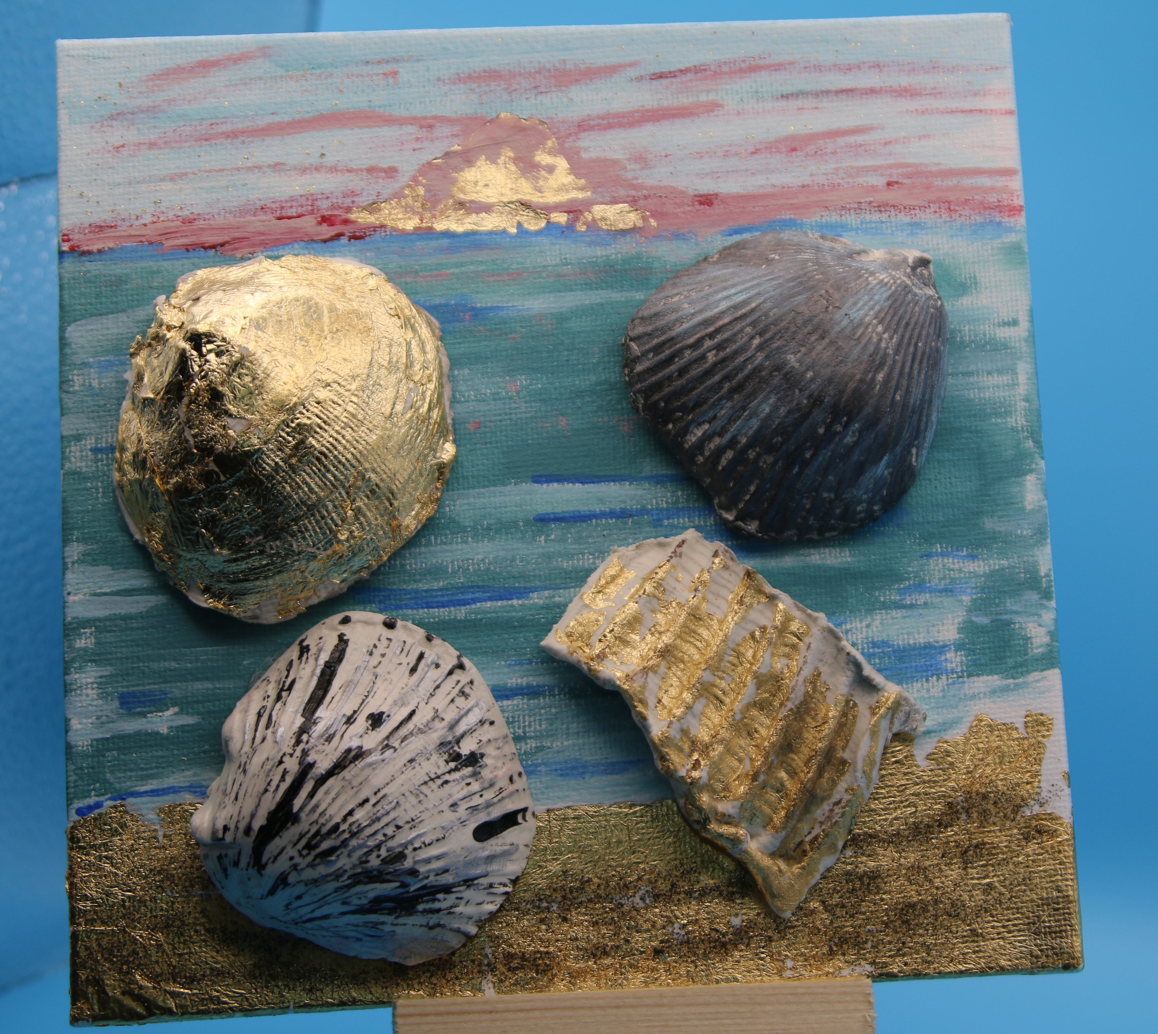 "Seashell Beach Dream" mixed media art