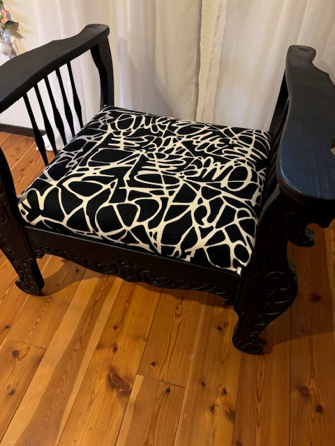 Upholstered Antique Chair with Customized Pillow and Seat Upholstery