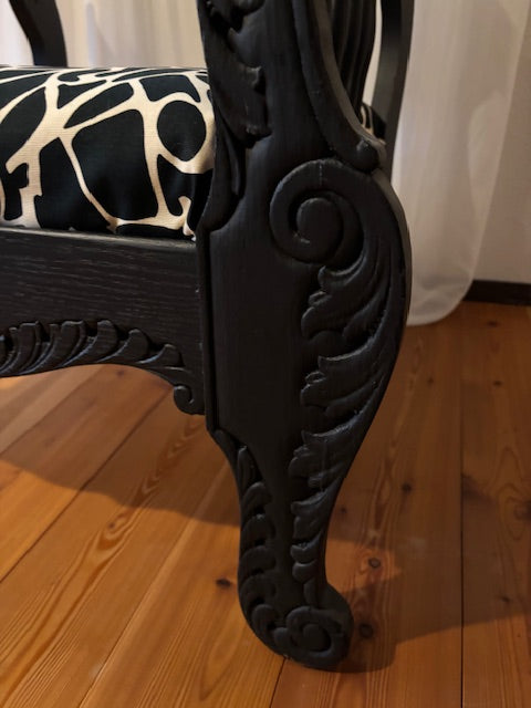 Upholstered Antique Chair with Customized Pillow and Seat Upholstery