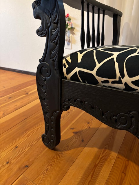 Upholstered Antique Chair with Customized Pillow and Seat Upholstery