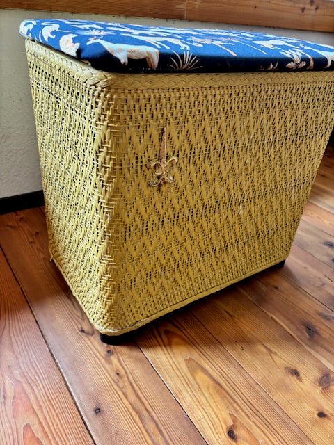 Vintage Mid-Century Hawkeye Brand Wicker Laundry Hamper