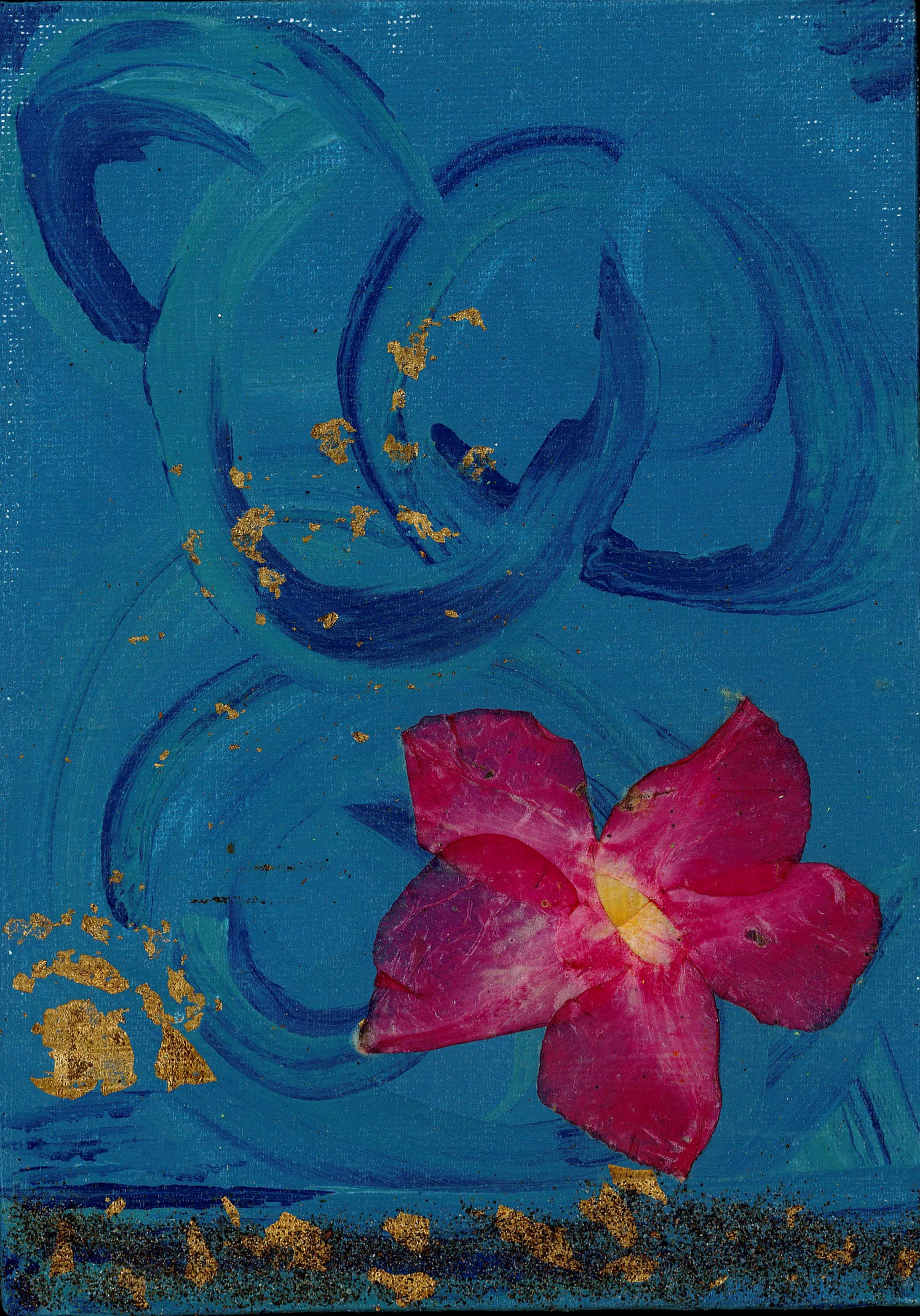 "Hawai'i Dreaming" acrylic, gold leaf and sand