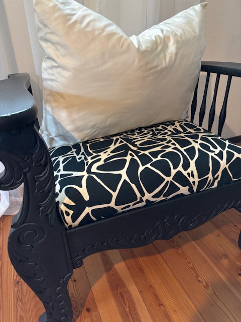 Upholstered Antique Chair with Customized Pillow and Seat Upholstery