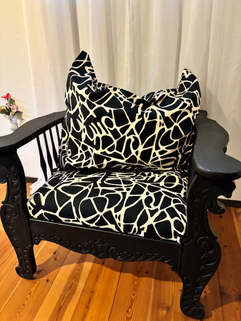 Upholstered Antique Chair with Customized Pillow and Seat Upholstery