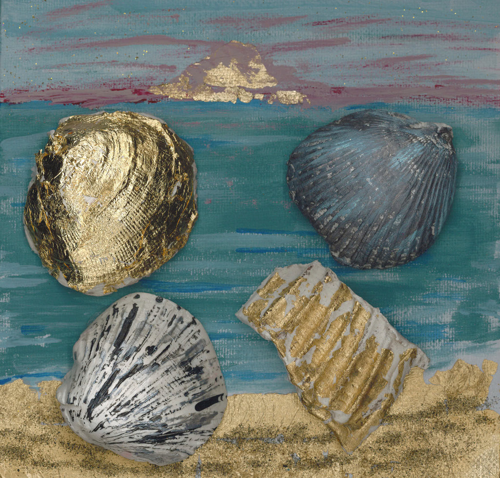 "Seashell Beach Dream" mixed media art